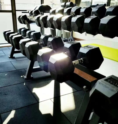 Προσαρμοσμένο λογότυπο Hex Gum Coated Dumbbells για εξοπλισμό γυμναστικής στο σπίτι 2.5kg-50kg