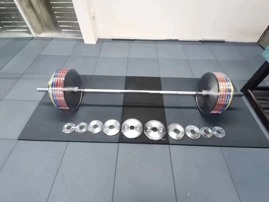 Δυναμική προπόνηση Barbell με βάρος πλάκες σύνολο και Silver Chrome Plate Barbell σύνολο