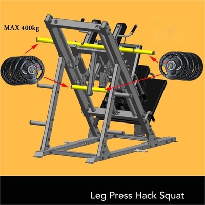 Μέσο φορτιστή 2 σε 1 Hack Squat και Leg Press Machine για εμπορική προπόνηση δύναμης